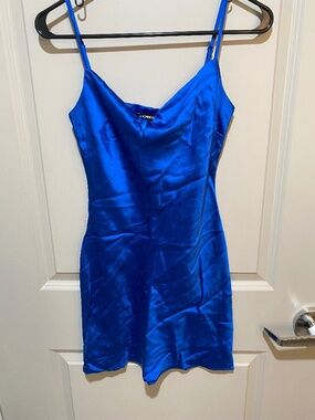 Blue Satin Slip Dress